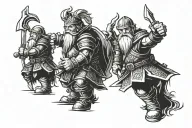 dwarf warriors tattoo design idea