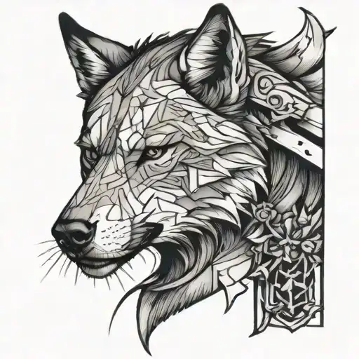broken sagitarious archer alpha wolf tattoo design idea