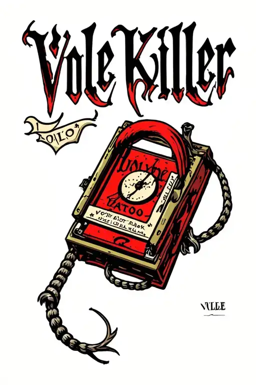 "Vole Killer" mouse trap tattoo design idea