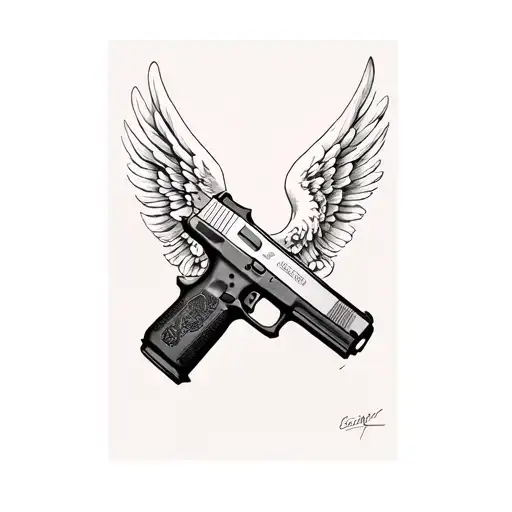 angel hold Glock 19 tattoo design idea