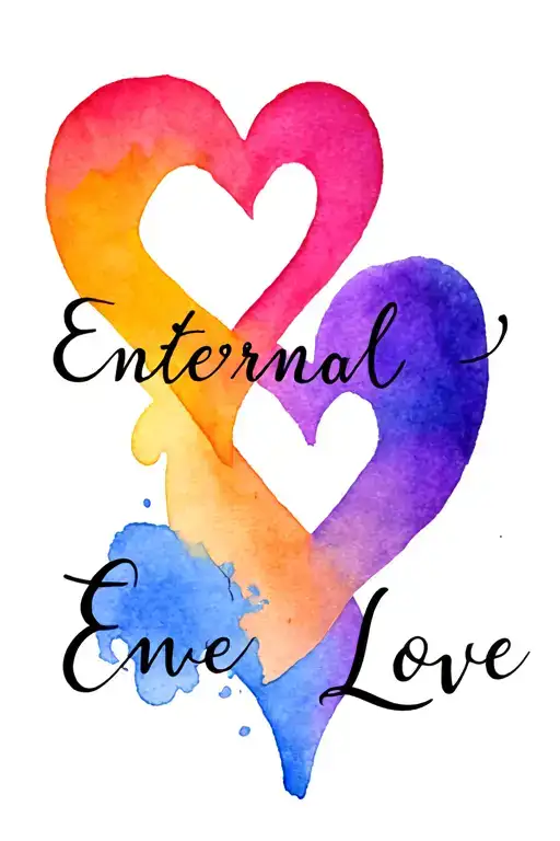 "Enternal Love" "Enternal Love" matching twin flames for couple tattoo blue and purple tattoo design idea