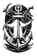 shark compas anchor  tattoo design idea