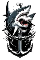 shark compas anchor  tattoo design idea