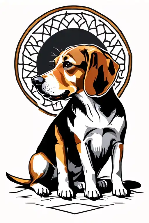 labrador retriever and beagle sitting and virgo sign tattoo design idea