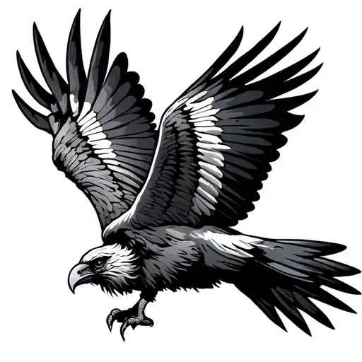 bearded vulture flying tattoo design idea