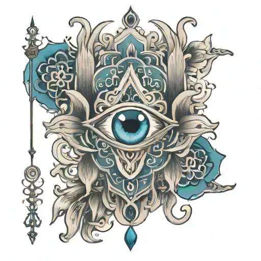 Hamsa Symbol evil eye inside tattoo design idea