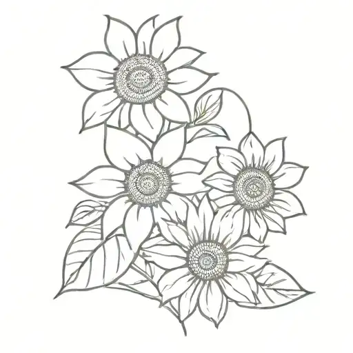 Sunflower daisy heart shape tattoo design idea