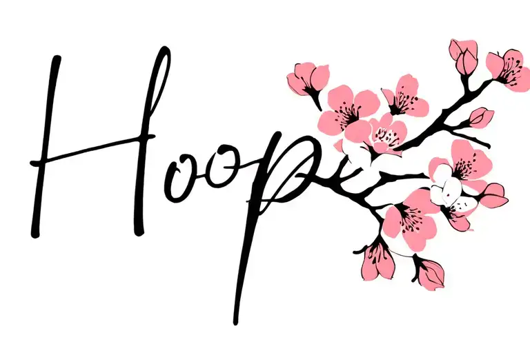 “Hope” Almond Blossom Branch tattoo design idea