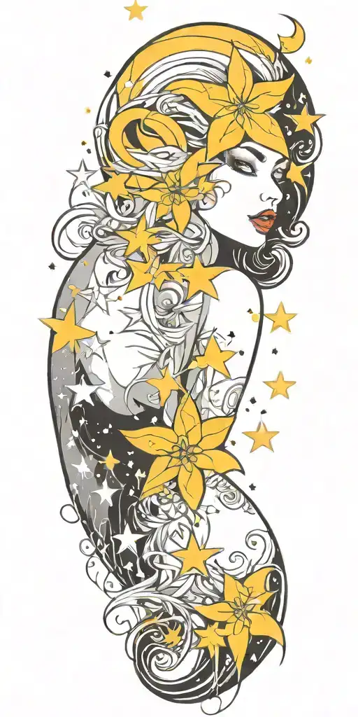 slutty sexy stars fine line tattoo tattoo design idea