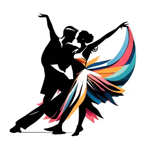 dance couple dancing silhouette incorporated tattoo design idea