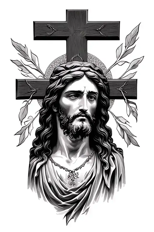 jesus and the cross intertwined tattoo design idea