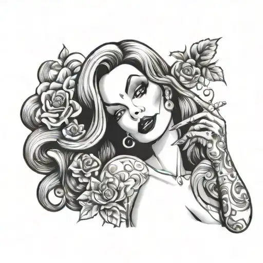 Jessica Rabbit smoking weed tattoo design idea