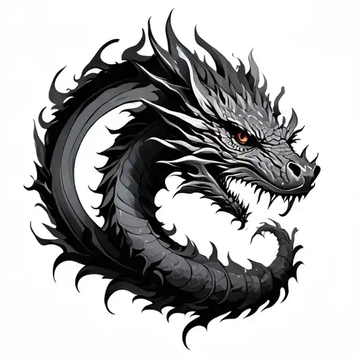 dragon breathing fire tattoo design idea