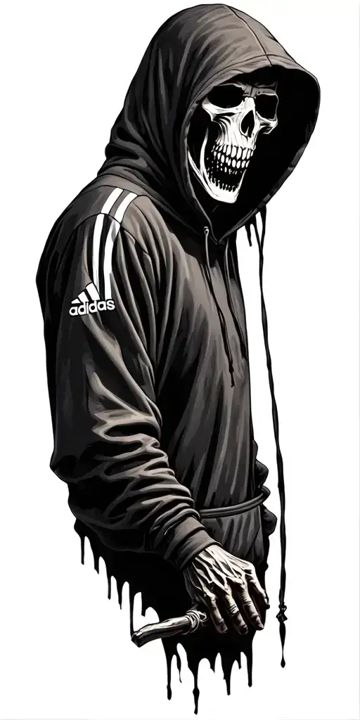 grim reaper wearing an Adidas hoody tattoo design idea