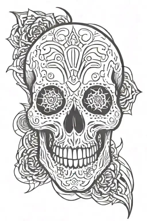 evil skull surrounded tattoo design idea
