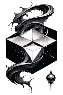 spining cube down the spine tattoo design idea