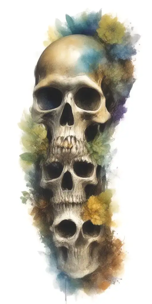 add galaxies to skull eye sockets tattoo design idea
