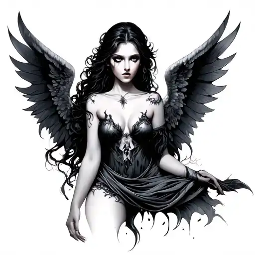 seductive evil angel realistic tattoo tattoo design idea