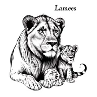 "Lamees" lionesses with 2 cubs tattoo design idea