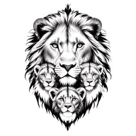 "Lamees" lionesses with 2 cubs tattoo design idea