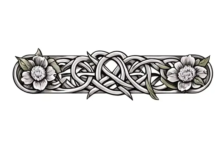 celtic knot design with flowers tattoo design idea