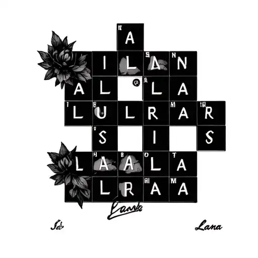 crossword with the names Alan, Lara and Lana tattoo design idea