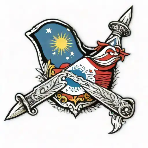 philippine flag inside a knife shaded tattoo design idea