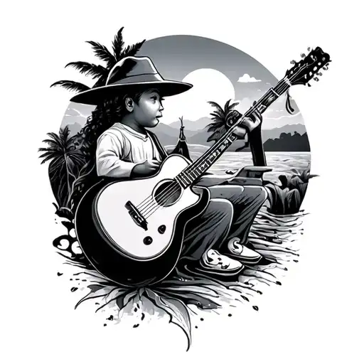 travel music time family tattoo design idea