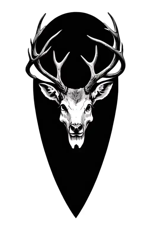deer head half skull tattoo design idea