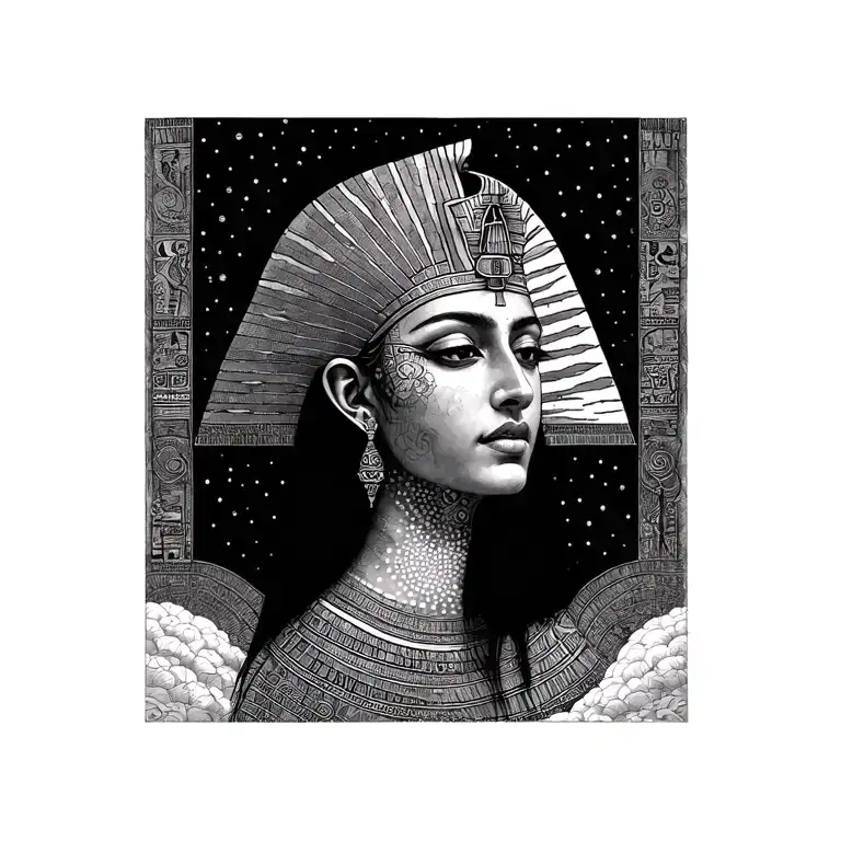 nature, beauty, spiritual connection, souls coexits in dimensionless plane, eternity, egyptian symbolism, no human tattoo design idea