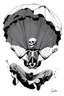 skeleton skydiving under canopy made tattoo design idea