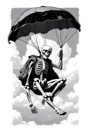 skeleton skydiving under canopy made tattoo design idea