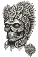 Aztec skull face tattoo design idea