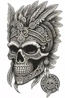 Aztec skull face tattoo design idea