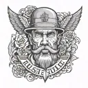 hustle front facing tattoo design idea