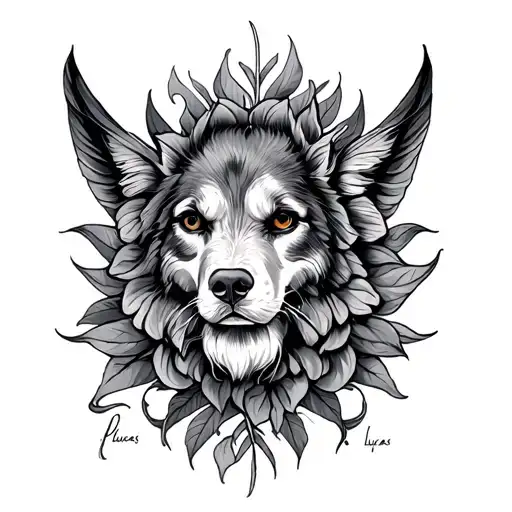 First name Lucas Plume tattoo design idea