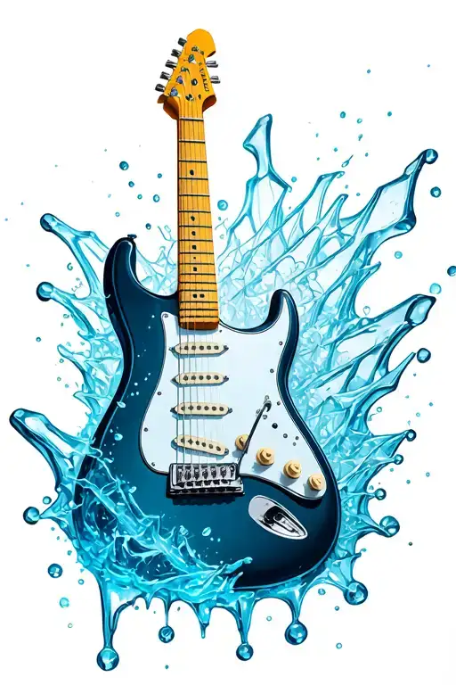 electric guitar melting ice cube tattoo design idea