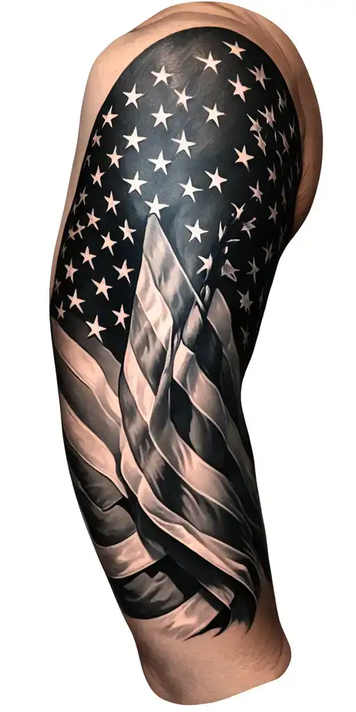 American Flag sleeve tattoo tattoo design idea