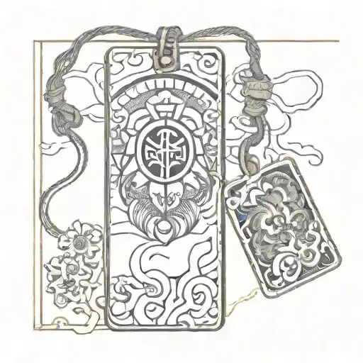 japanese rectangular omamori charm tattoo design idea