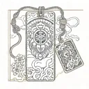 japanese rectangular omamori charm tattoo design idea