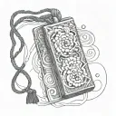 japanese rectangular omamori charm tattoo design idea