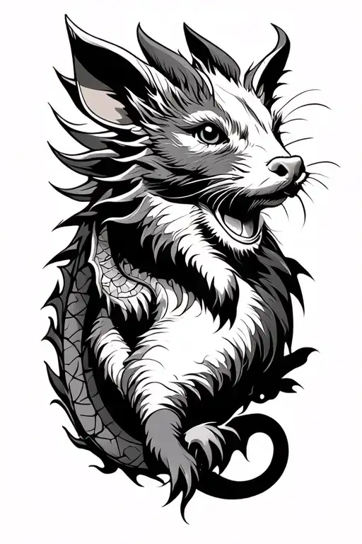 Dragon, Rat, Pig, Ox, Goat and Cat tattoo design idea