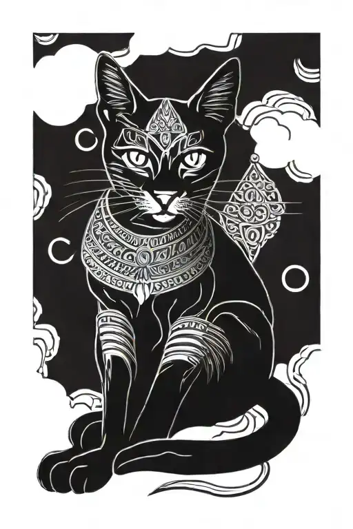 egyptian cat sitting tattoo design idea
