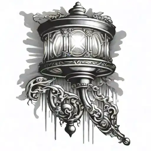 lamp tattoo with light rays coming tattoo design idea