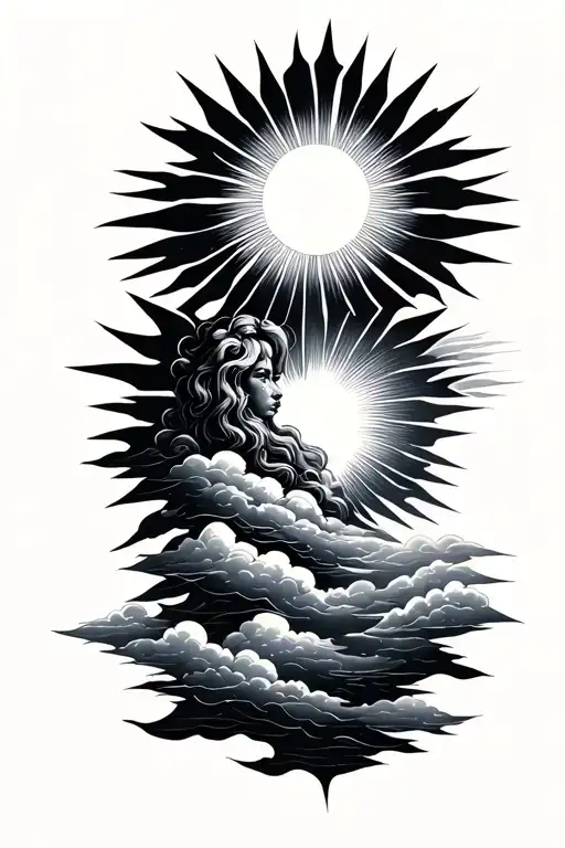 sun rays with clouds  tattoo design idea