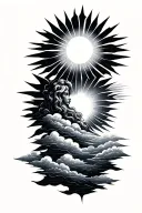 sun rays with clouds  tattoo design idea