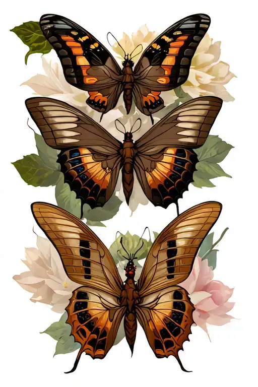 metamorphosis stages using a brown butterfly tattoo design idea