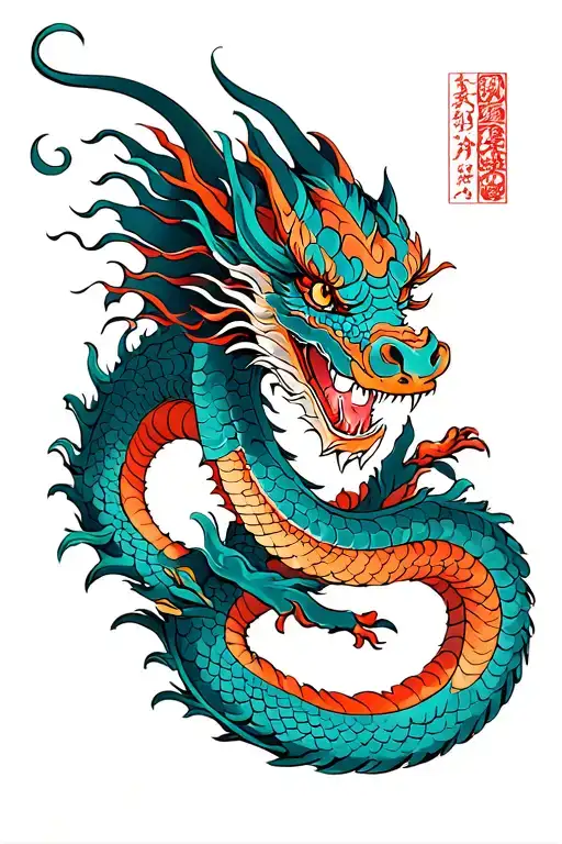 Dragon curled tattoo design idea