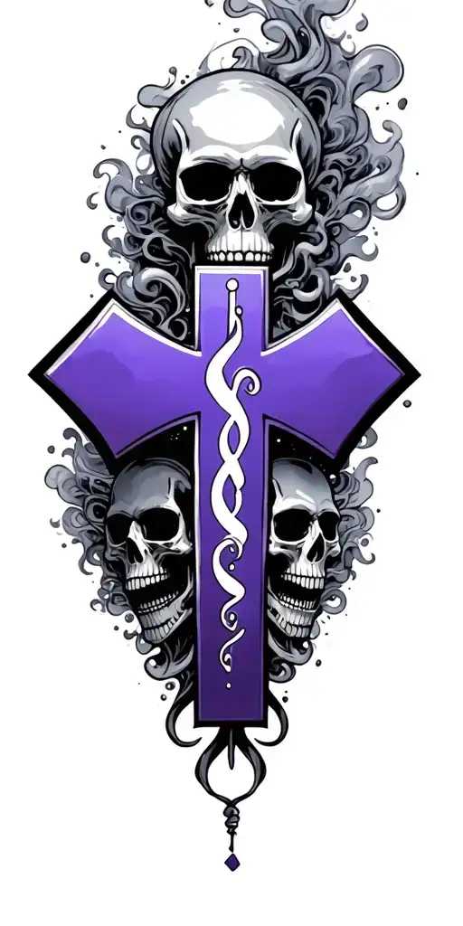 EMT star of life with smoke forming the shape stack of skulls tattoo design idea