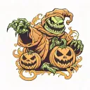 oogie boogie with pumpkins around it  tattoo design idea
